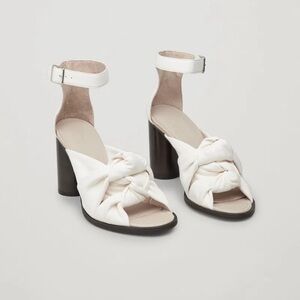 COS Leather White Cream Heeled Sandals with Ankle Strap EU 39 / US 8